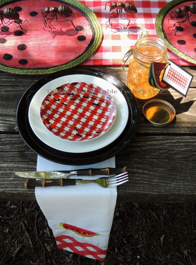 Tablescapes at Table Twenty-One, www.tabletwentyone.wordpress.com, Picnic Ants - Place setting