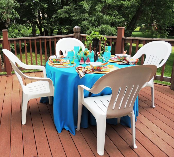 Tablescapes at Table Twenty-One, www.tabletwentyone.wordpress.com, Summer Fruits & Penny-farthings - Full table