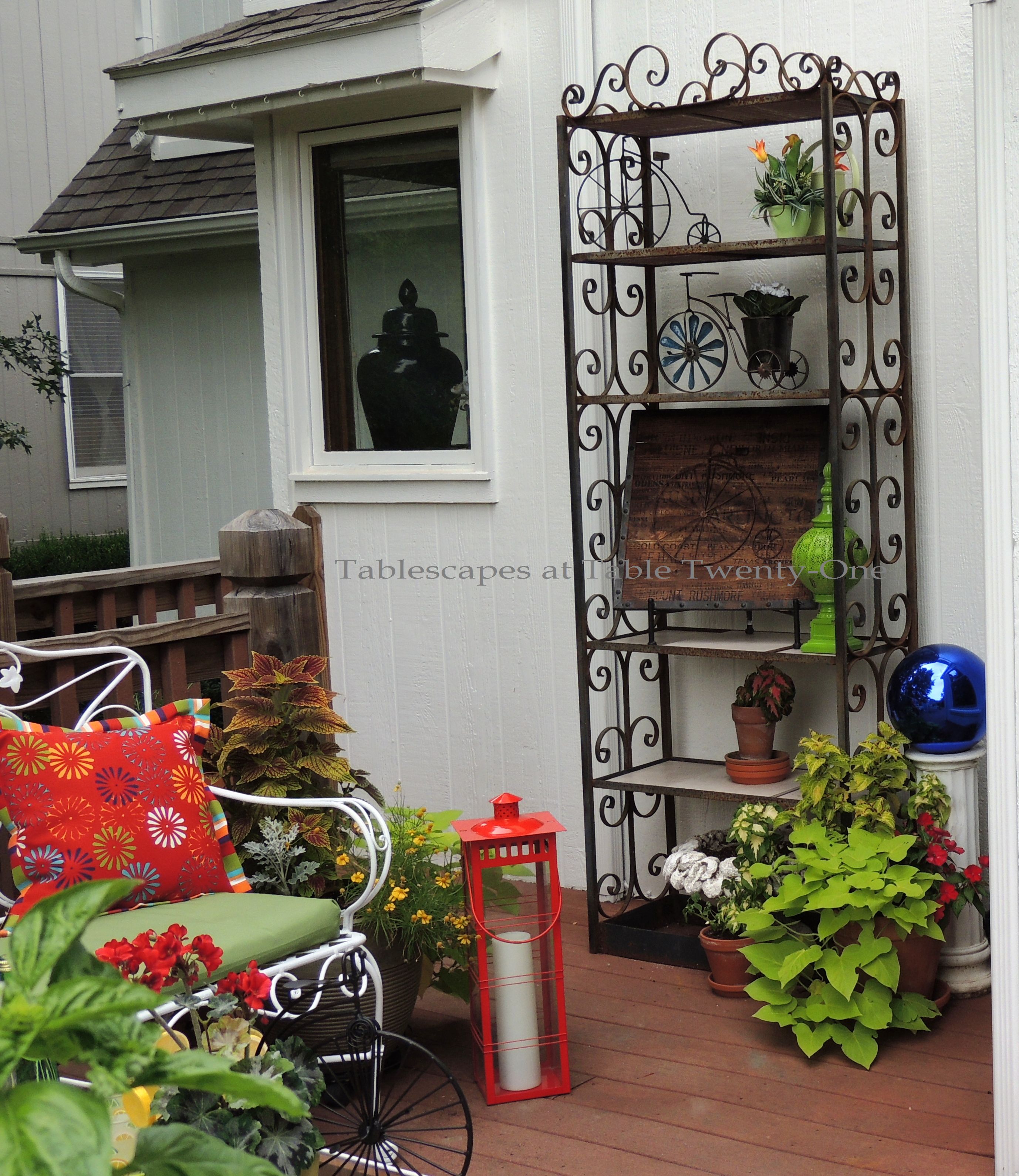 Tablescapes at Table Twenty-One, www.tabletwentyone.wordpress.com, Summer Fruits & Penny-farthings - baker's rack