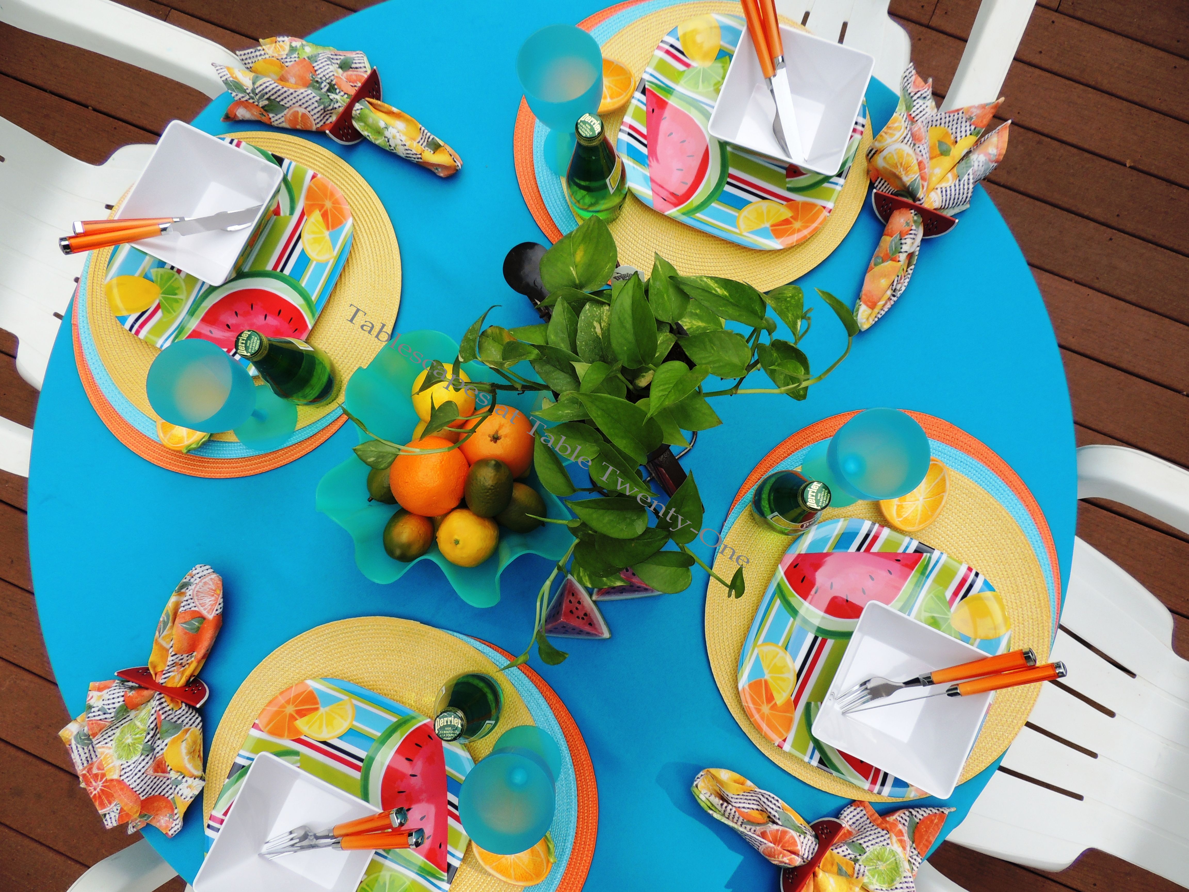 Tablescapes at Table Twenty-One, www.tabletwentyone.wordpress.com, Summer Fruits & Penny-farthings - Tabletop