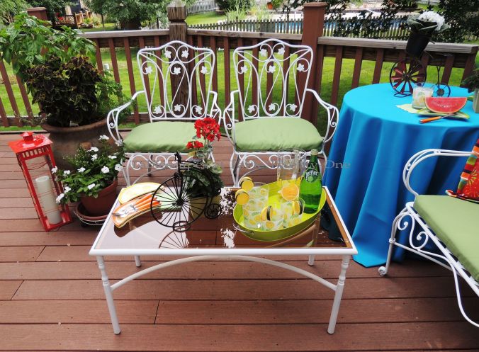 Tablescapes at Table Twenty-One, www.tabletwentyone.wordpress.com, Summer Fruits & Penny-farthings - coffee table