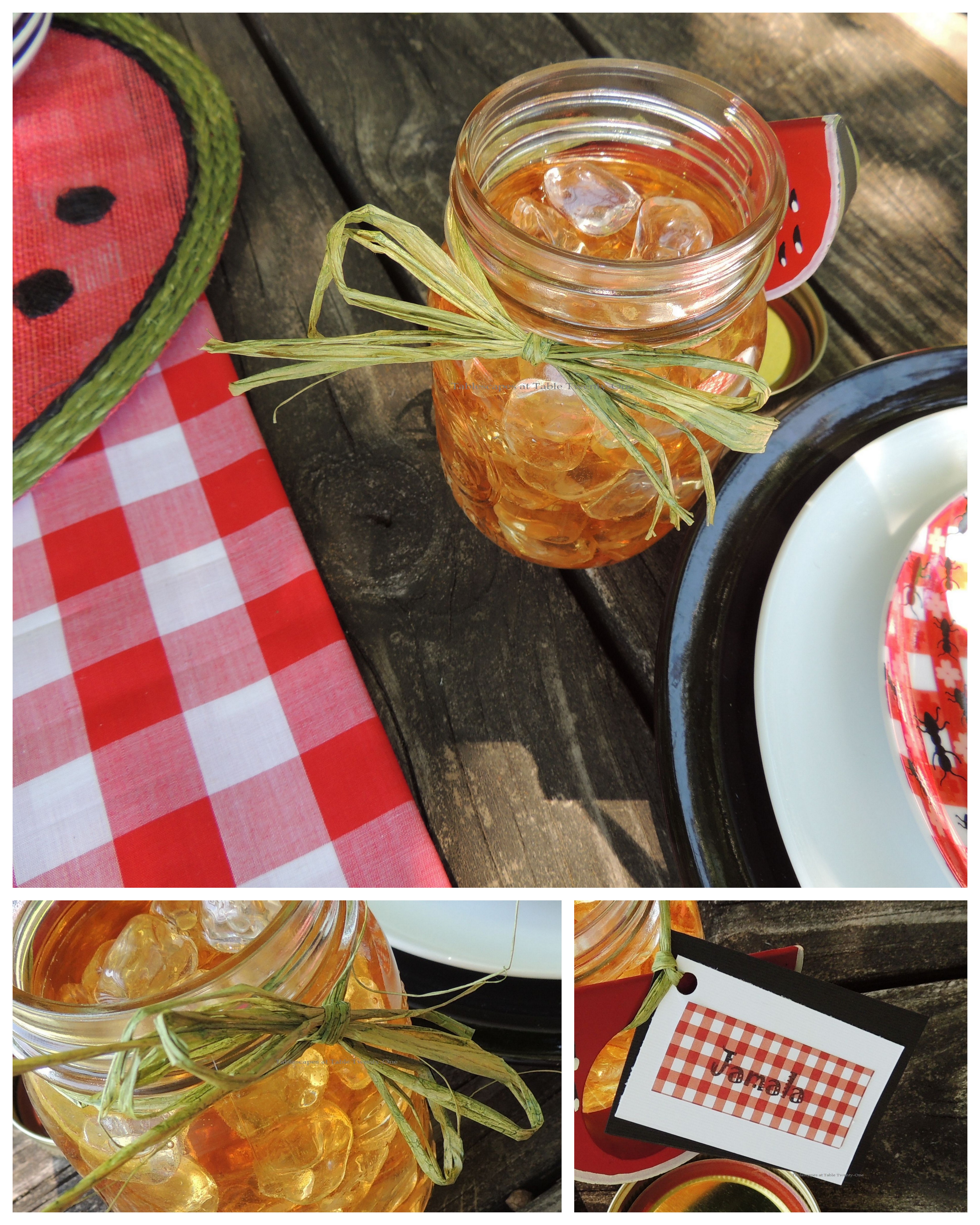 Tablescapes at Table Twenty-One, www.tabletwentyone.wordpress.com, Picnic Ants - Mason jar collage
