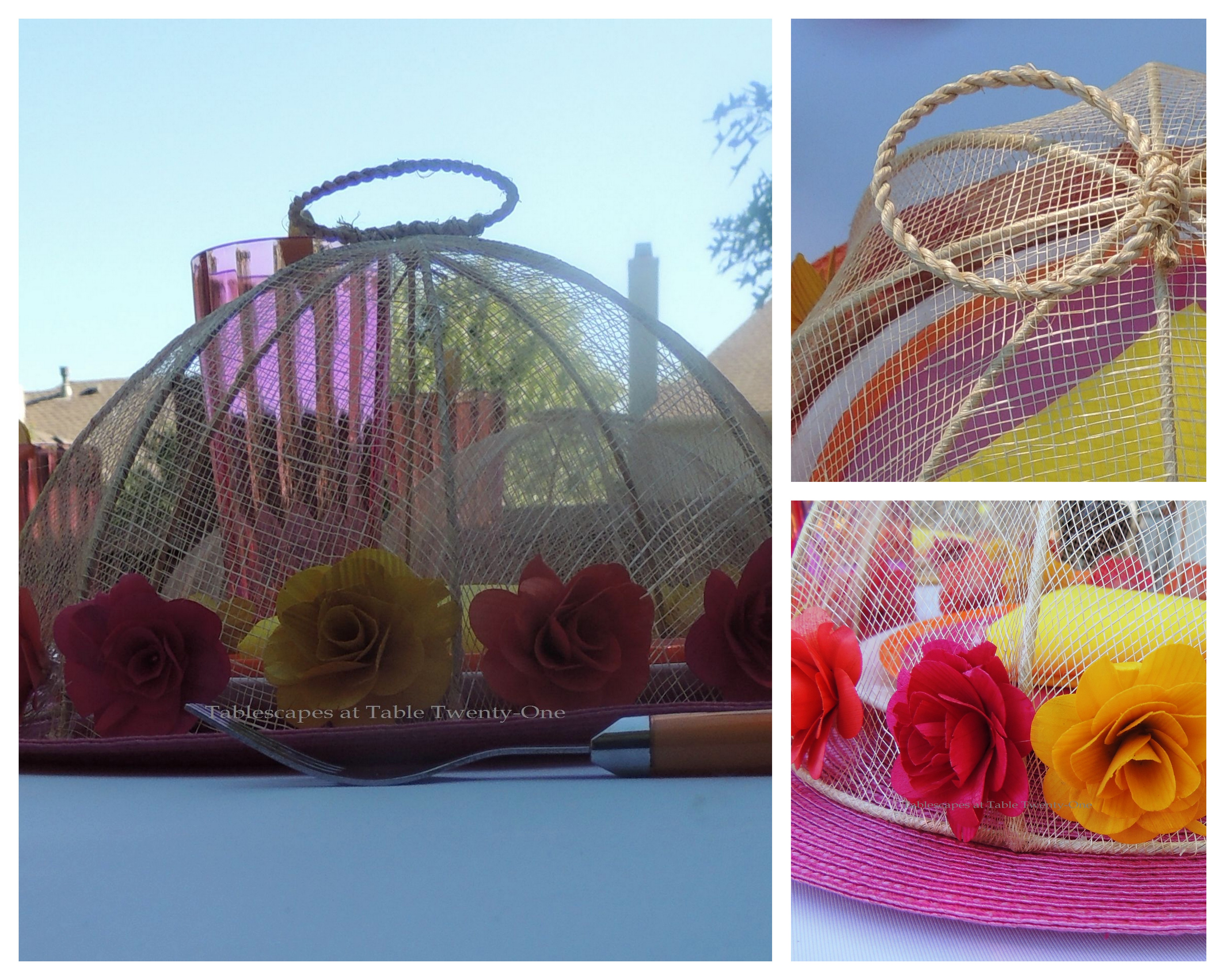 Tablescapes at Table Twenty-One, www.tabletwentyone.wordpress.com, Hot Fun in the Summertime! - Mesh food covering collage