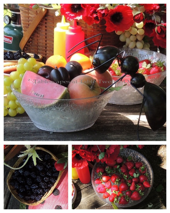 Tablescapes at Table Twenty-One, www.tabletwentyone.wordpress.com, Picnic Ants - Picnic fruits collage