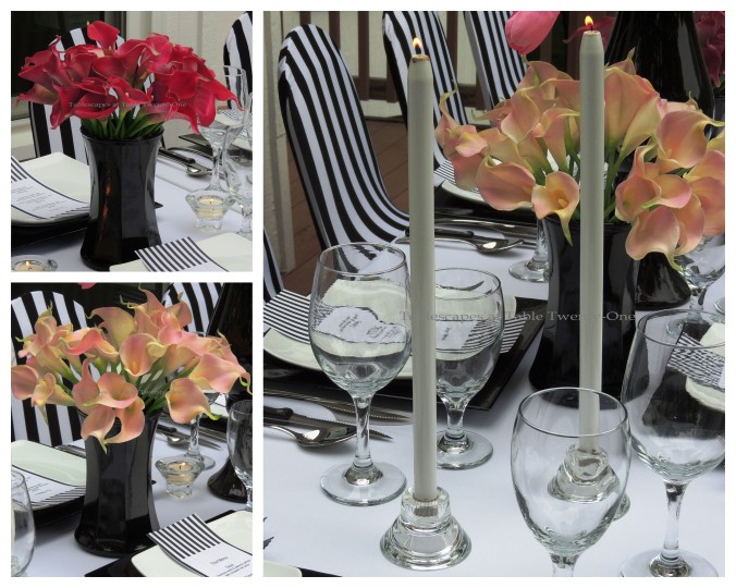 Tablescapes at Table Twenty-One, www.tabletwentyone.wordpress.com, Blurred Lines with Shades of Pink - Calla lilies and candlesticks collage