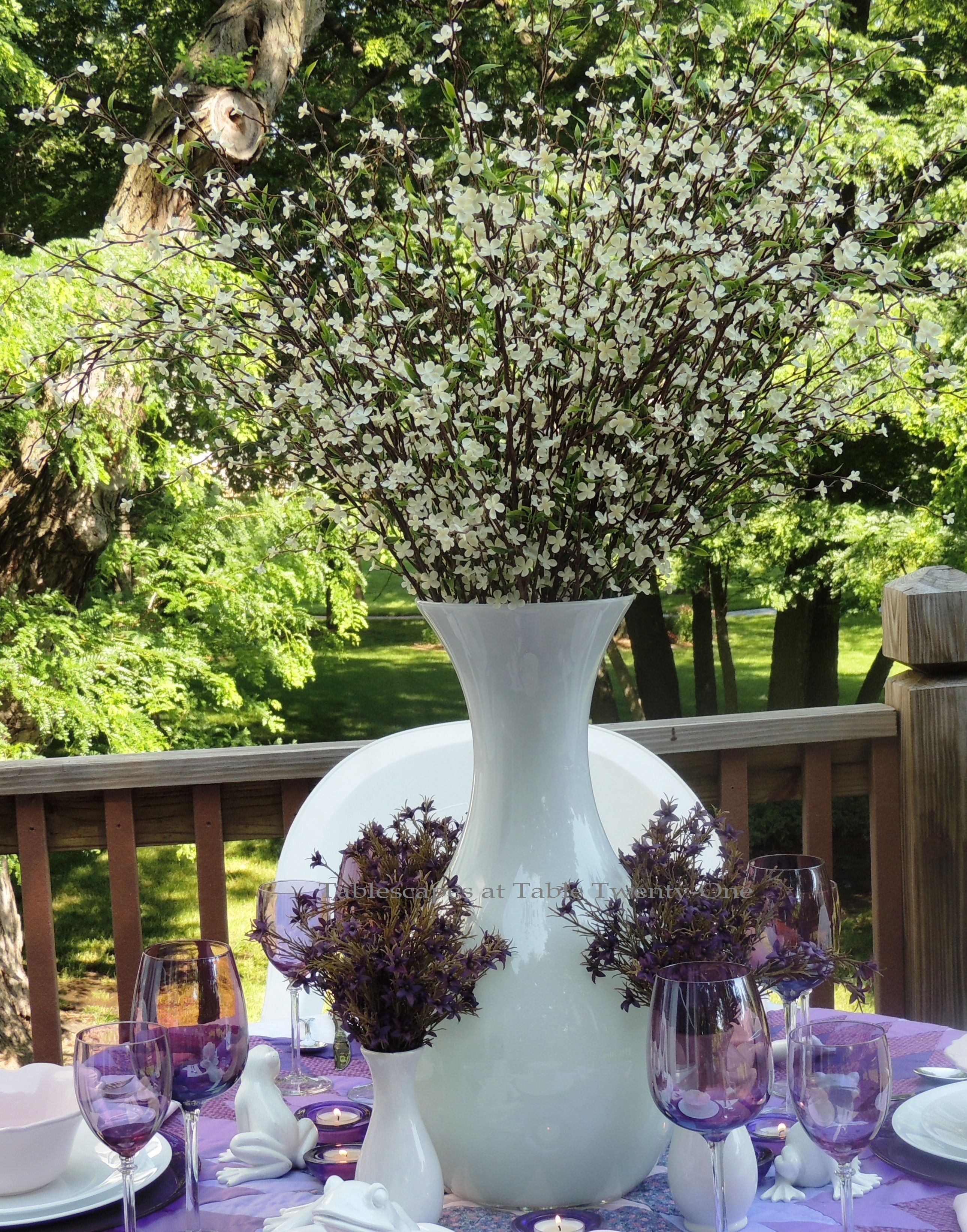 Tablescapes at Table Twenty-One, www.tabletwentyone.wordpress.com, Luscious Layers of Lavender: Centerpiece