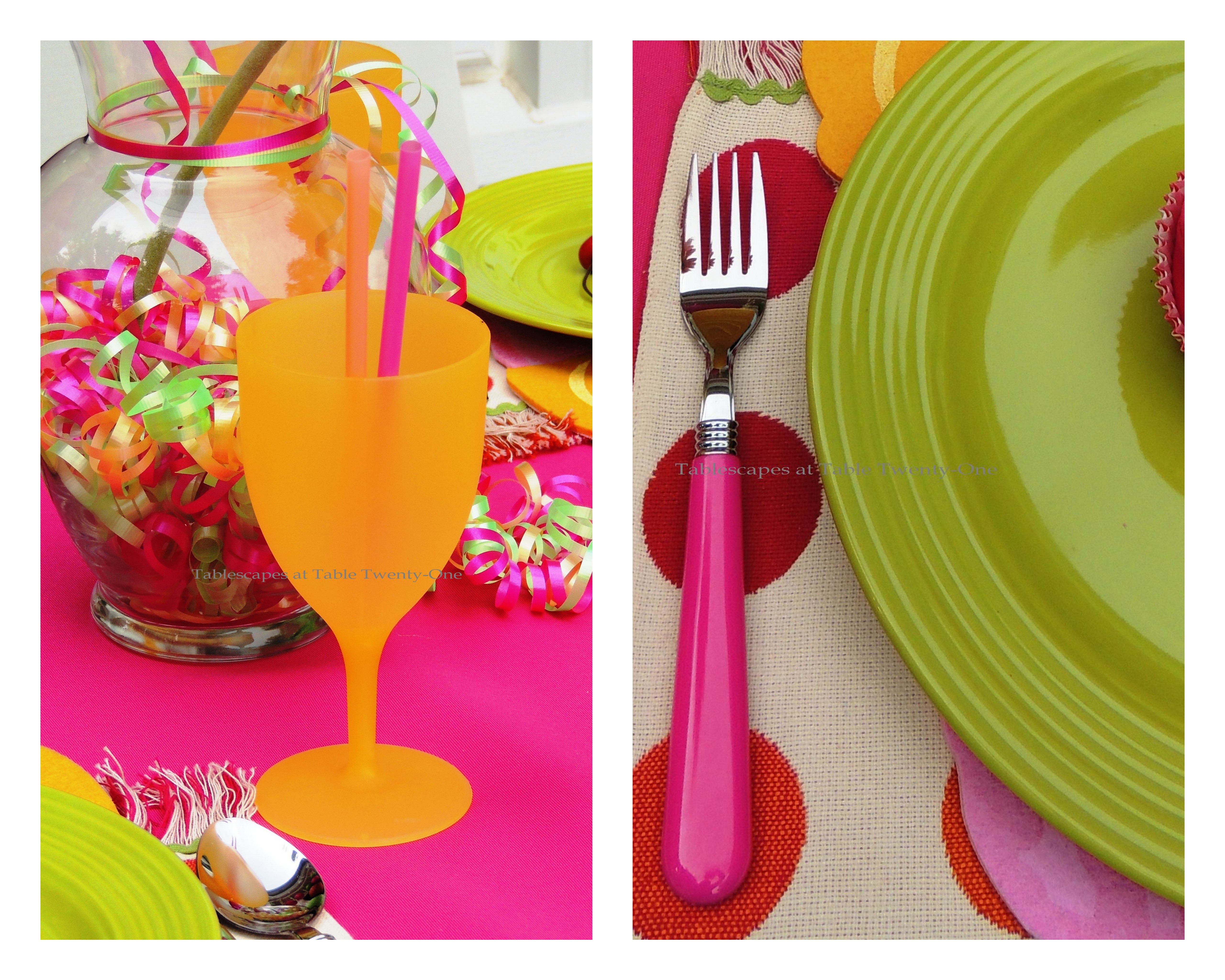 Tablescapes at Table Twenty-One, www.tabletwentyone.wordpress.com, Cupcake Colors - Flatware & stemware