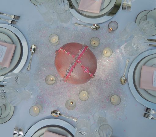 Tablescapes at Table Twenty-One, www.tabletwentyone.wordpress.com, Bald Is Beautiful: Centerpiece from overhead