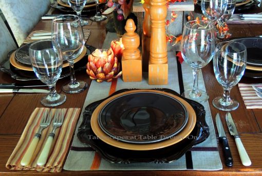 Alycia Nichols, Tablescapes at Table Twenty-One, www.tabletwentyone.wordpress.com, Pheasants & Pumpkins: Place setting