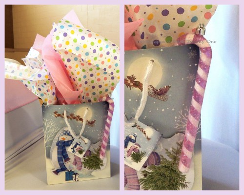 Alycia Nichols, Tablescapes at Table Twenty-One, www.tabletwentyone.wordpress.com, “Confectionery Christmas” – Gift bag collage