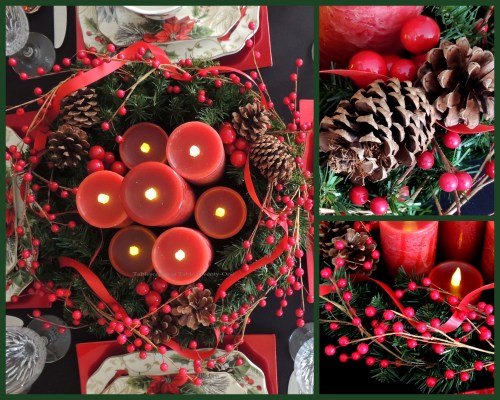 Alycia Nichols, Tablescapes at Table Twenty-One, www.tabletwentyone.wordpress.com, Cardinal Christmas: Centerpiece collage