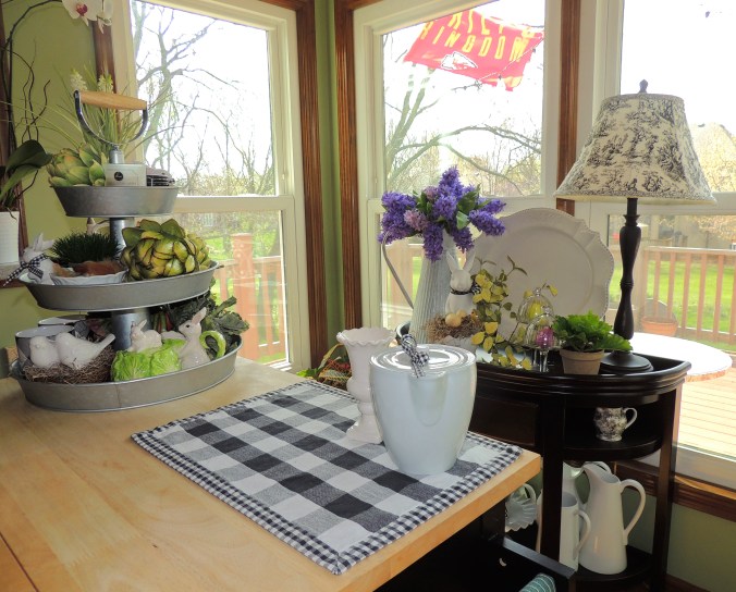 Breakfast nook dressed for Easter. www.tabletwentyone.wordpress.com